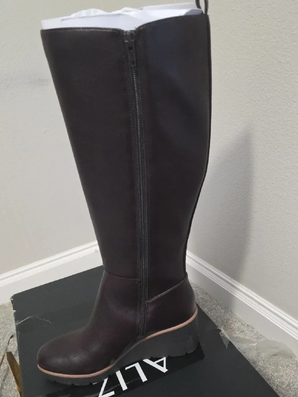 Naturalizer Women's Over-the-Knee Zip Wedge Boot - Dark Brown